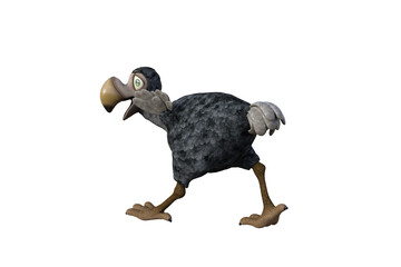 Funny cartoon character vulture baby isolated on a white background. 3d figure, clip art as a template for collage. 3d rendering, 3d illustration. © W.S. Coda