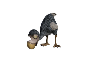 Funny cartoon character vulture baby isolated on a white background. 3d figure, clip art as a template for collage. 3d rendering, 3d illustration. © W.S. Coda