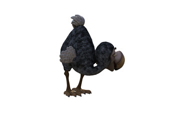 Funny cartoon character vulture baby isolated on a white background. 3d figure, clip art as a template for collage. 3d rendering, 3d illustration. © W.S. Coda