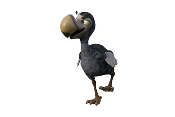 Funny cartoon character vulture baby isolated on a white background. 3d figure, clip art as a template for collage. 3d rendering, 3d illustration. © W.S. Coda