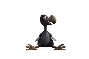 Funny cartoon character vulture baby isolated on a white background. 3d figure, clip art as a template for collage. 3d rendering, 3d illustration. © W.S. Coda