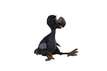 Funny cartoon character vulture baby isolated on a white background. 3d figure, clip art as a template for collage. 3d rendering, 3d illustration. © W.S. Coda