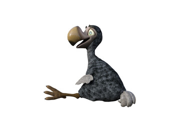 Funny cartoon character vulture baby isolated on a white background. 3d figure, clip art as a template for collage. 3d rendering, 3d illustration. © W.S. Coda