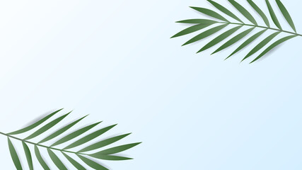 Naklejka na ściany i meble Palm left frame on blue background, illustration vector eps 10