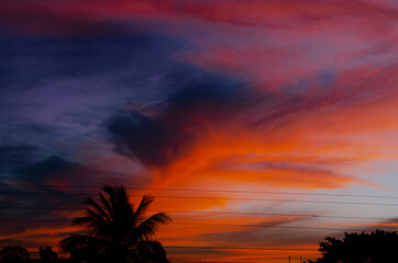 Fototapeta na wymiar orange and blue sunset