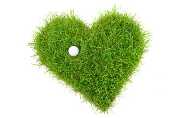 Rasen Herz mit Golfball - Freigestellt