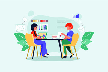 Man and woman working at their job