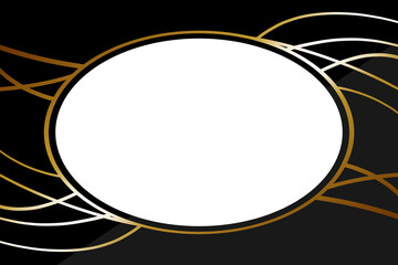 高級感のあるシンプルなフレーム　楕円形　ブラック＆ゴールドライン