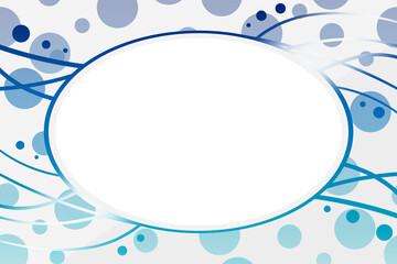 高級感のある水玉模様フレーム　楕円形　ホワイト＆ブルーライン