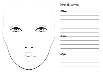 Face chart for make up artist