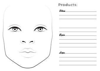 Face chart for make up artist