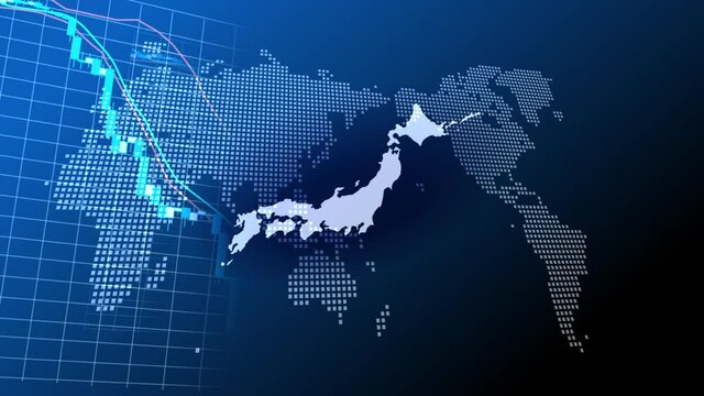 日本の青いデジタル株価チャートイメージ