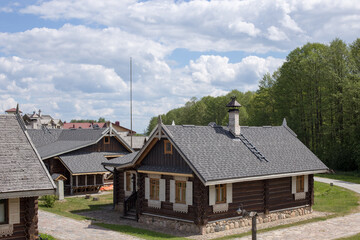Belarusian village with solid houses for living in nature