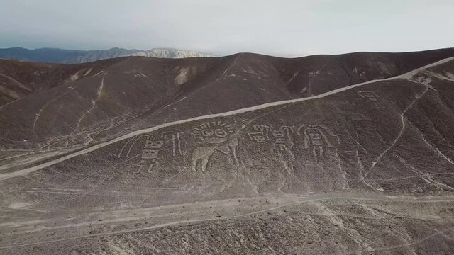 Geoglyphs and lines in the Nazca desert. UNESCO World Heritage Site - Peru, South America (aerial photography)