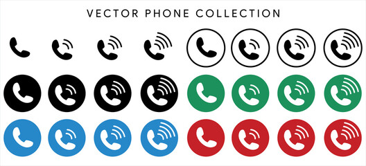 Phone collection icon set. Telephone symbol. Contact us. Vector illustration.