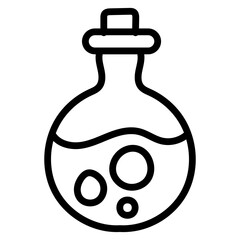 Chemical flask icon in linear design, experiment concept vector