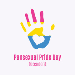 Pansexual Pride Day vector. Handprint with the colors of the pansexual pride flag icon vector. LGBT design element. Pansexual Pride Day Poster, December 8. Important day