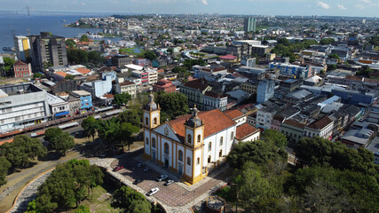 Aerial view of the Metropolitan Cathedral in the city of Manaus, Amazonas state, northern Brazil.