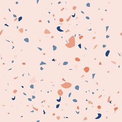 Terrazzo vector seamless pattern. Texture of Italian floor with chips of marble, quartz, granite, glass. Modern background design in natural colors.