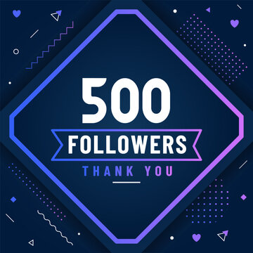 Thank you 500 followers celebration modern colorful design.