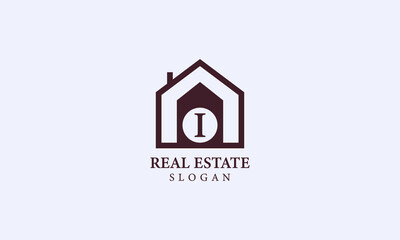 Alphabet I Real Estate Monogram Vector Logo Design, Letter I House Icon Template