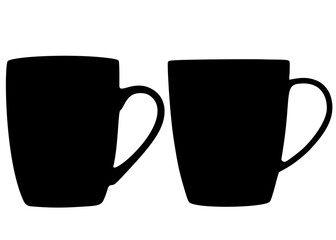The mugs are large in the set. Vector image.