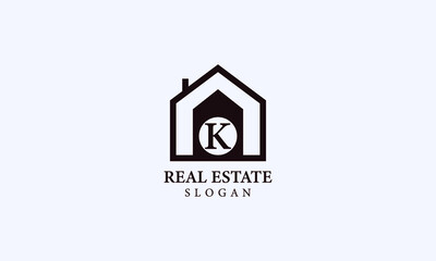 Alphabet K Real Estate Monogram Vector Logo Design, Letter K House Icon Template