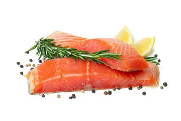 Fresh raw salmon isolated on white background