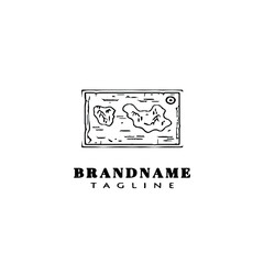 cute old vintage map logo cartoon icon vector illustration