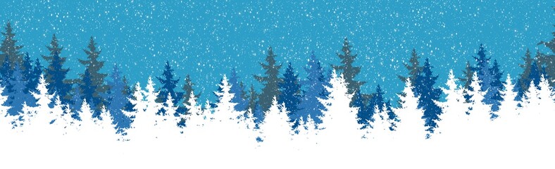 Obraz premium Abstract Backgrounds Christmas tree forest with snowflake on blue backgrounds , illustration wallpaper