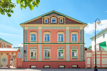 View of the colorful old tatar house at old Tatar Settlement.