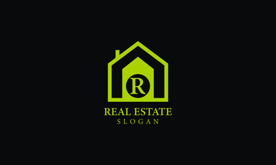 Alphabet R Real Estate Monogram Vector Logo Design, Letter R House Icon Template