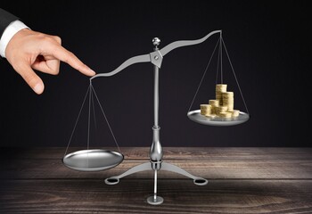 Money Leverage And Inflation Balance. Financial Concept with libra