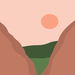 Vector abstract minimalistic landscape. Template for polygraphy, web-design, prints