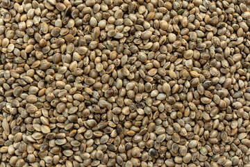 Hemp seeds. Dill seeds background.