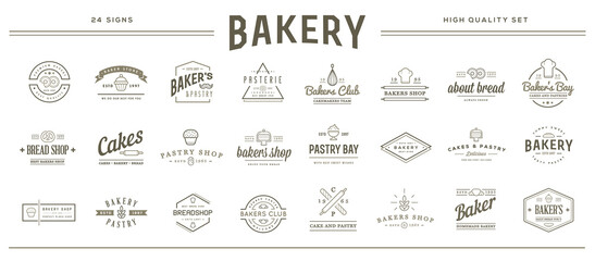 Set of Vector Bakery Pastry Elements and Bread Icons Illustration can be used as Logo or Icon in premium quality - obrazy, fototapety, plakaty
