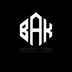 BAK letter logo design with polygon shape. BAK polygon logo monogram. BAK cube logo design. BAK hexagon vector logo template white and black colors. BAK monogram, BAK business and real estate logo. 