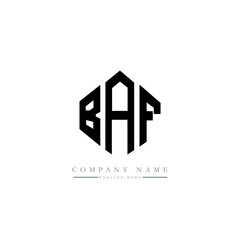 BAF letter logo design with polygon shape. BAF polygon logo monogram. BAF cube logo design. BAF hexagon vector logo template white and black colors. BAF monogram, BAF business and real estate logo. 