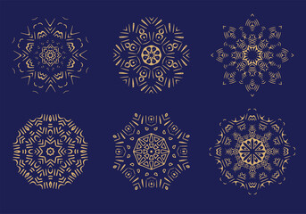 Mandala burst lined vintage shapes.