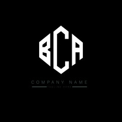 BCA letter logo design with polygon shape. BCA polygon logo monogram. BCA cube logo design. BCA hexagon vector logo template white and black colors. BCA monogram, BCA business and real estate logo. 