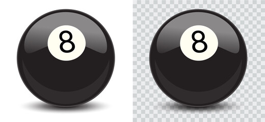 American Billiard. Eight Ball. Pool. Isolated on transparent background. Vector.