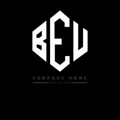 BEU letter logo design with polygon shape. BEU polygon logo monogram. BEU cube logo design. BEU hexagon vector logo template white and black colors. BEU monogram, BEU business and real estate logo. 