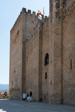 Main entrance and facade of ancient Palace of the Contestable. Medina de Pomar, Burgos, Merindandes, Spain, Europe.