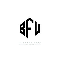 BFU letter logo design with polygon shape. BFU polygon logo monogram. BFU cube logo design. BFU hexagon vector logo template white and black colors. BFU monogram, BFU business and real estate logo. 