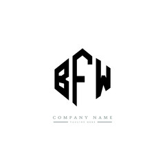 BFW letter logo design with polygon shape. BFW polygon logo monogram. BFW cube logo design. BFW hexagon vector logo template white and black colors. BFW monogram, BFW business and real estate logo. 