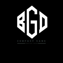 Obraz premium BGD letter logo design with polygon shape. BGD polygon logo monogram. BGD cube logo design. BGD hexagon vector logo template white and black colors. BGD monogram, BGD business and real estate logo. 