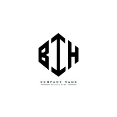 BIH letter logo design with polygon shape. BIH polygon logo monogram. BIH cube logo design. BIH hexagon vector logo template white and black colors. BIH monogram, BIH business and real estate logo. 