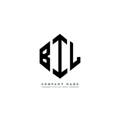 BIL letter logo design with polygon shape. BIL polygon logo monogram. BIL cube logo design. BIL hexagon vector logo template white and black colors. BIL monogram, BIL business and real estate logo. 