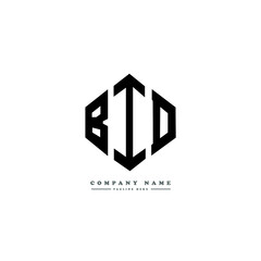 BID letter logo design with polygon shape. BID polygon logo monogram. BID cube logo design. BID hexagon vector logo template white and black colors. BID monogram, BID business and real estate logo. 