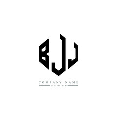 Fototapeta premium BJJ letter logo design with polygon shape. BJJ polygon logo monogram. BJJ cube logo design. BJJ hexagon vector logo template white and black colors. BJJ monogram, BJJ business and real estate logo. 